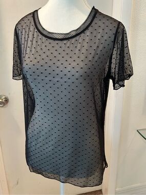 Victoria's Secret Black Sheer Dotted Mesh Top